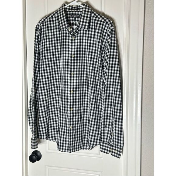 Express men’s black and white button down shirt size XL - Picture 1 of 7